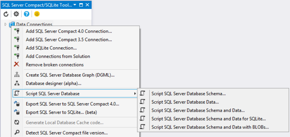 How to connect sql server database in visual studio 2017 Sqlite And Sql Server Compact Toolbox Visual Studio Marketplace
